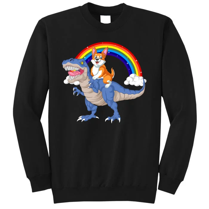 Corgi Riding Dinosaur Tall Sweatshirt