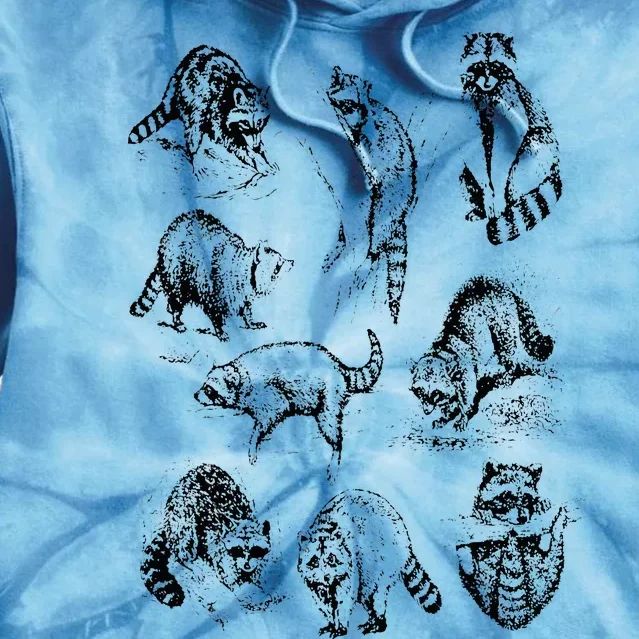 Cute Raccoon Drawing Racoon Portrait Sketch Wild Trash Panda Tie Dye Hoodie