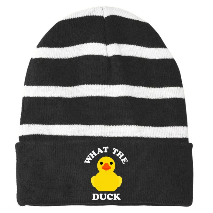 Cute Rubber Duck Lover Bird Quack Duckies Funny Rubber Ducky Striped Beanie with Solid Band