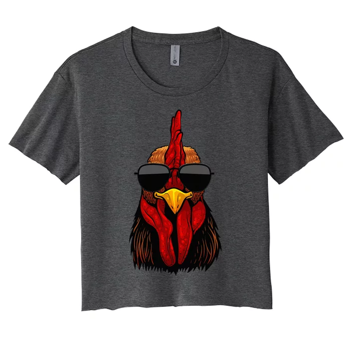 Cool Rooster Design Chicken Rooster Lover Women's Crop Top Tee