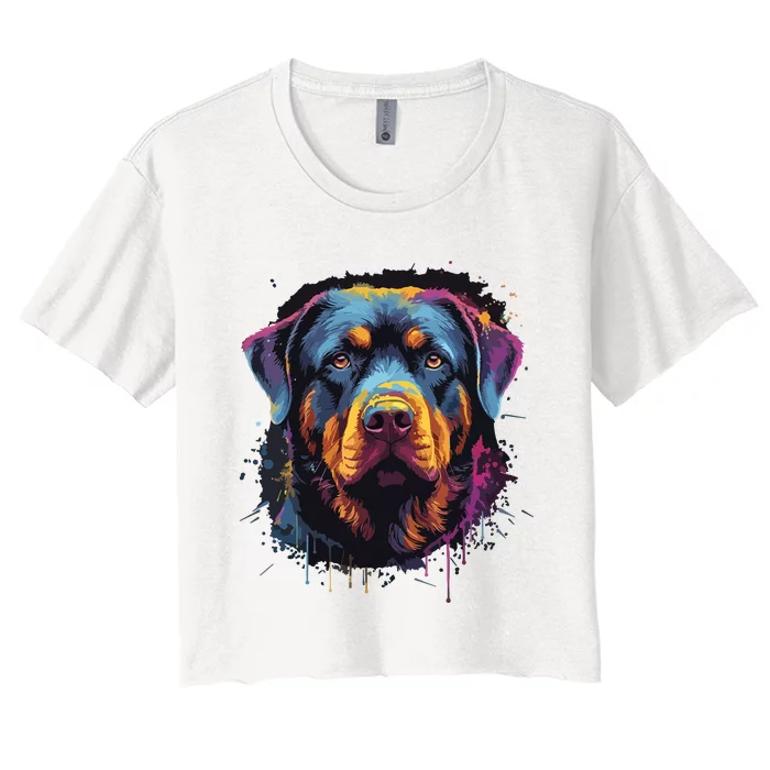 Cute Rottweiler Dog Lover Colorful Men Women Women's Crop Top Tee