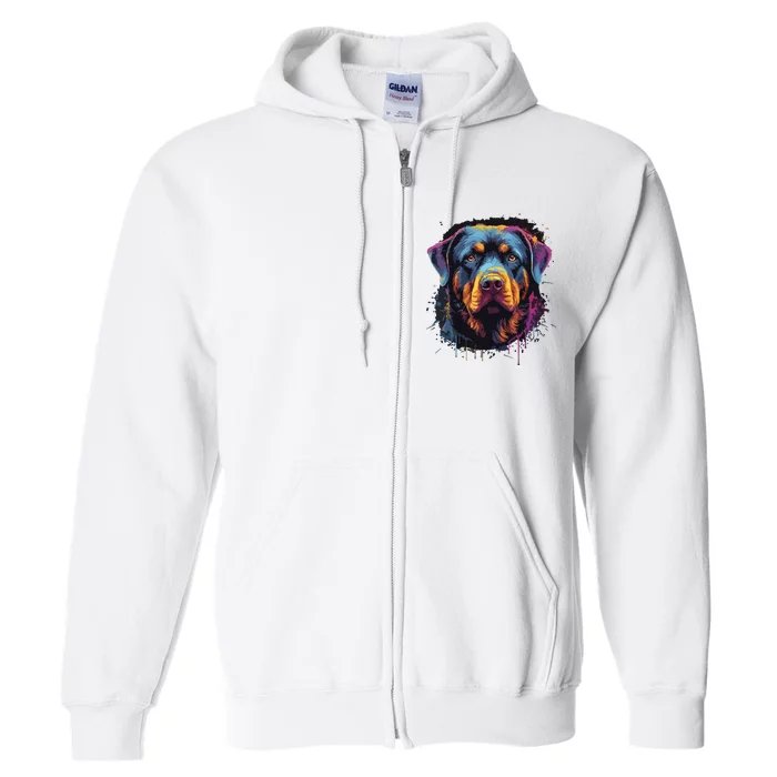 Cute Rottweiler Dog Lover Colorful Men Women Full Zip Hoodie