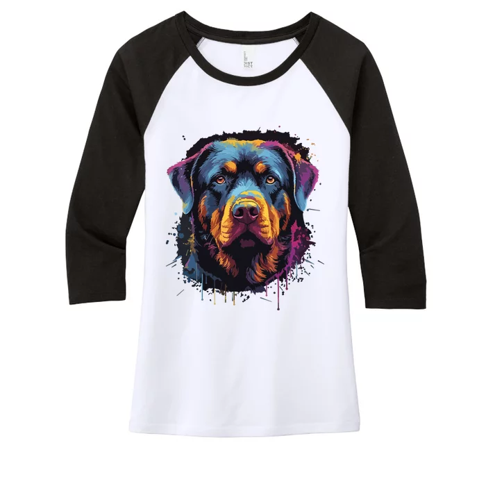 Cute Rottweiler Dog Lover Colorful Men Women Women's Tri-Blend 3/4-Sleeve Raglan Shirt