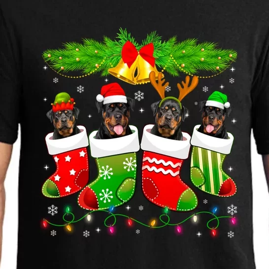 Cute Rottweiler Dog In Sock Christmas Santa Xmas Dog Cute Gift Pajama Set