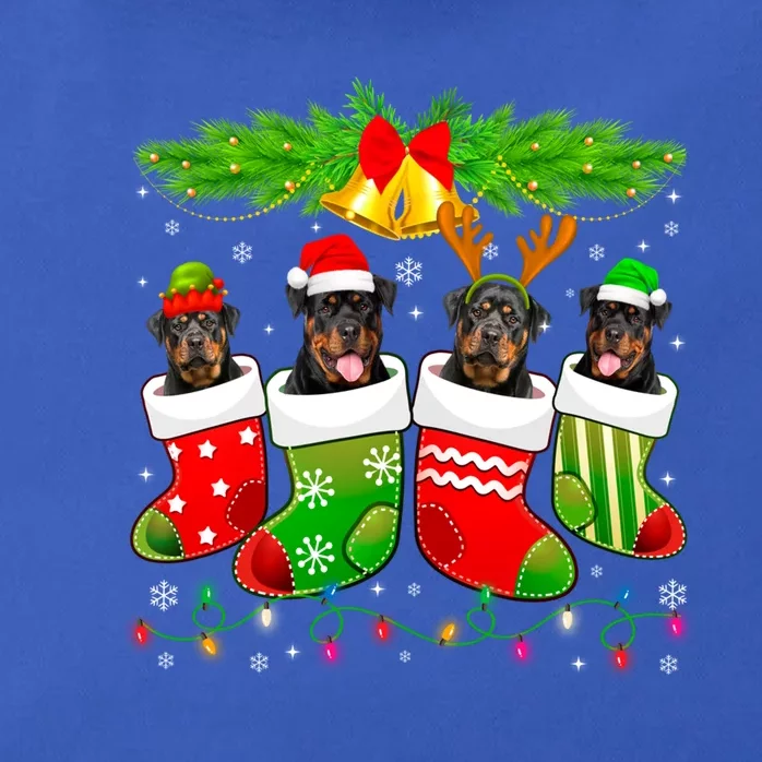 Cute Rottweiler Dog In Sock Christmas Santa Xmas Dog Cute Gift Zip Tote Bag