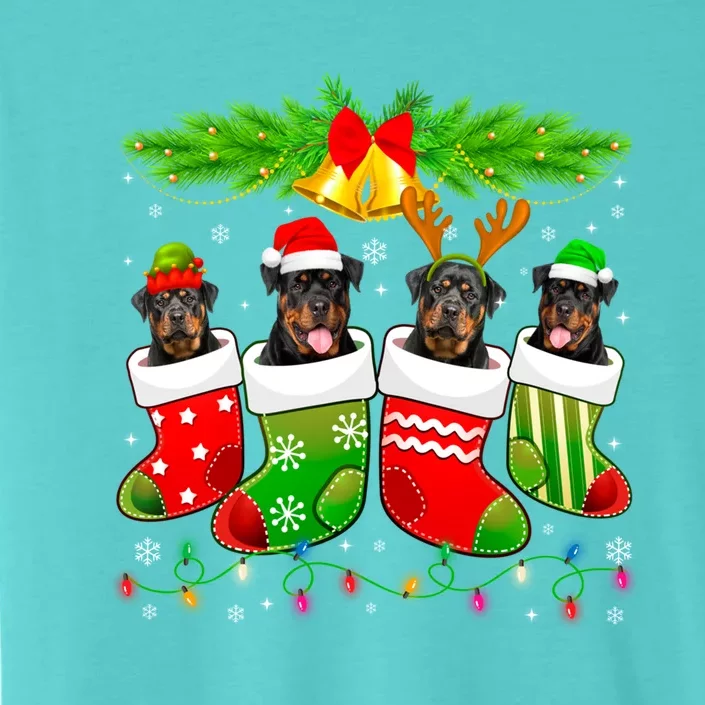 Cute Rottweiler Dog In Sock Christmas Santa Xmas Dog Cute Gift ChromaSoft Performance T-Shirt