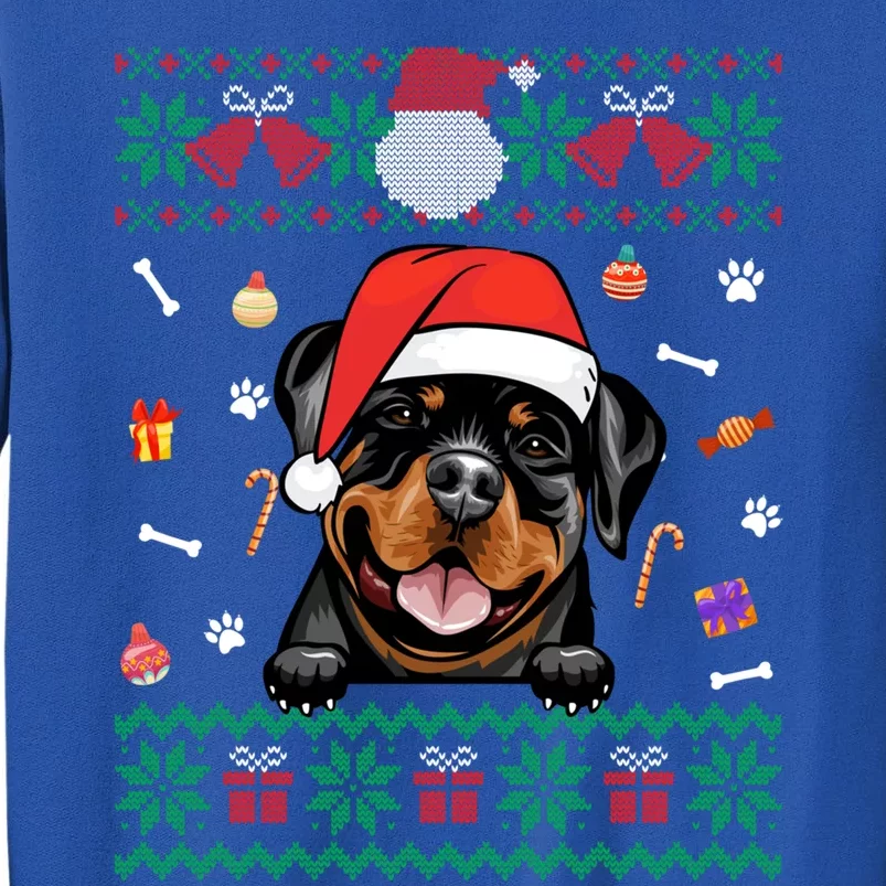 Cute Rottweiler Dog Ugly Christmas Sweater Santa Hat Xmas Funny Gift Sweatshirt