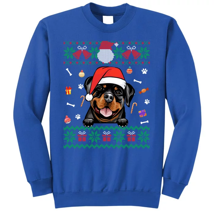 Cute Rottweiler Dog Ugly Christmas Sweater Santa Hat Xmas Funny Gift Sweatshirt