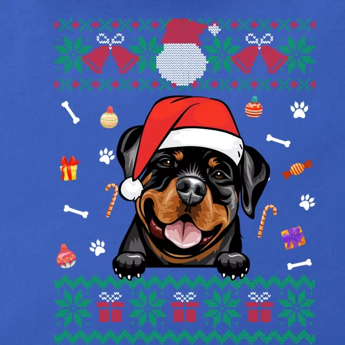 Cute Rottweiler Dog Ugly Christmas Sweater Santa Hat Xmas Funny Gift Zip Tote Bag