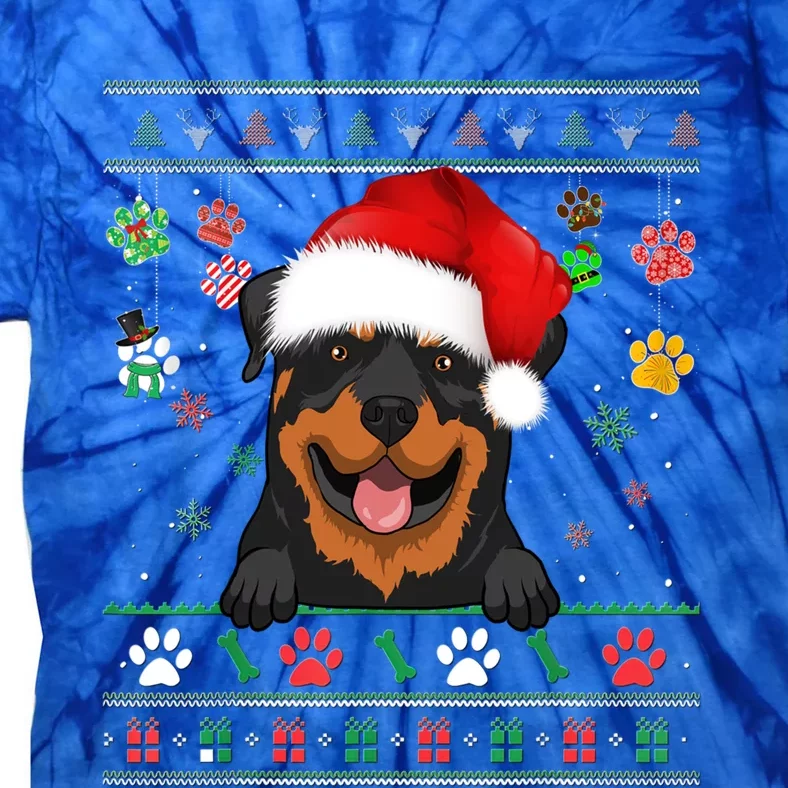 Cute Rottweiler Dog Xmas Santa Funny Ugly Christmas Gift Tie-Dye T-Shirt