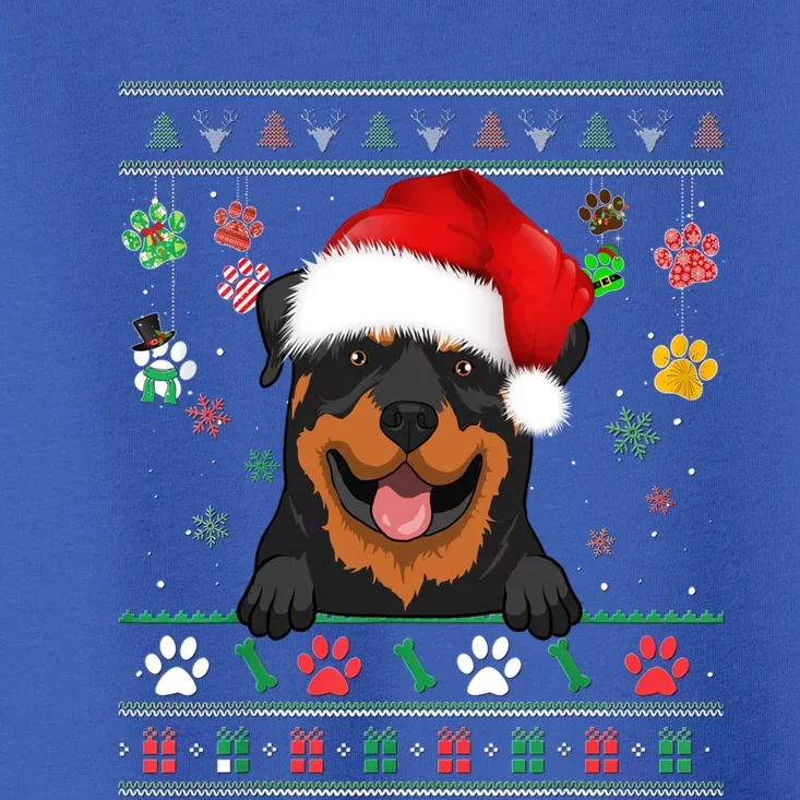 Cute Rottweiler Dog Xmas Santa Funny Ugly Christmas Gift Toddler T-Shirt