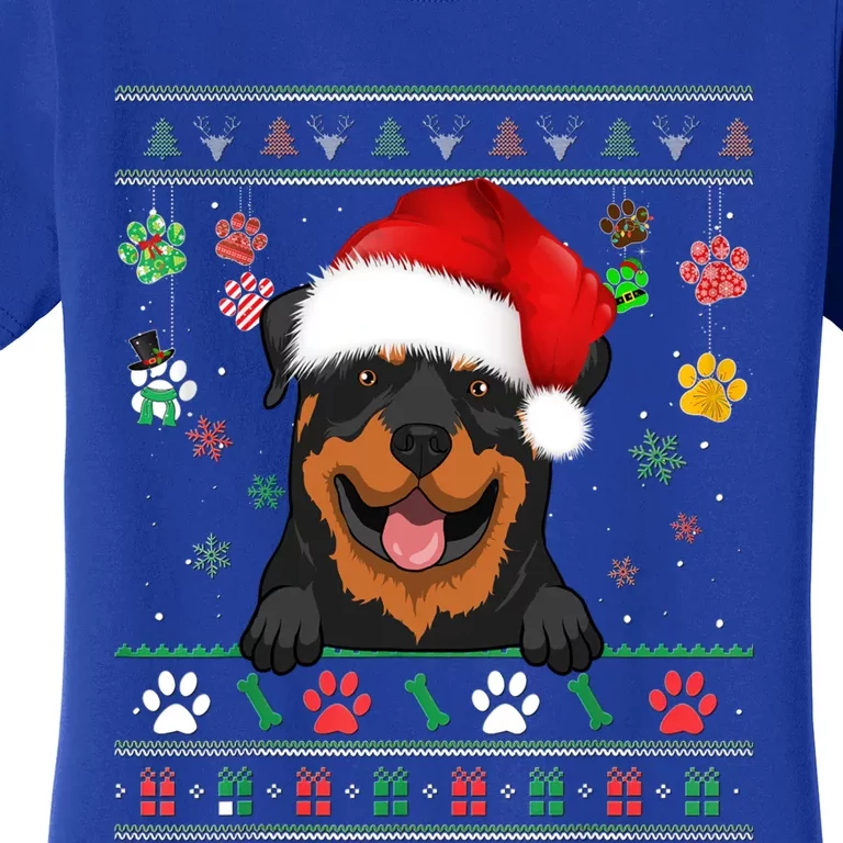 Cute Rottweiler Dog Xmas Santa Funny Ugly Christmas Gift Women's T-Shirt