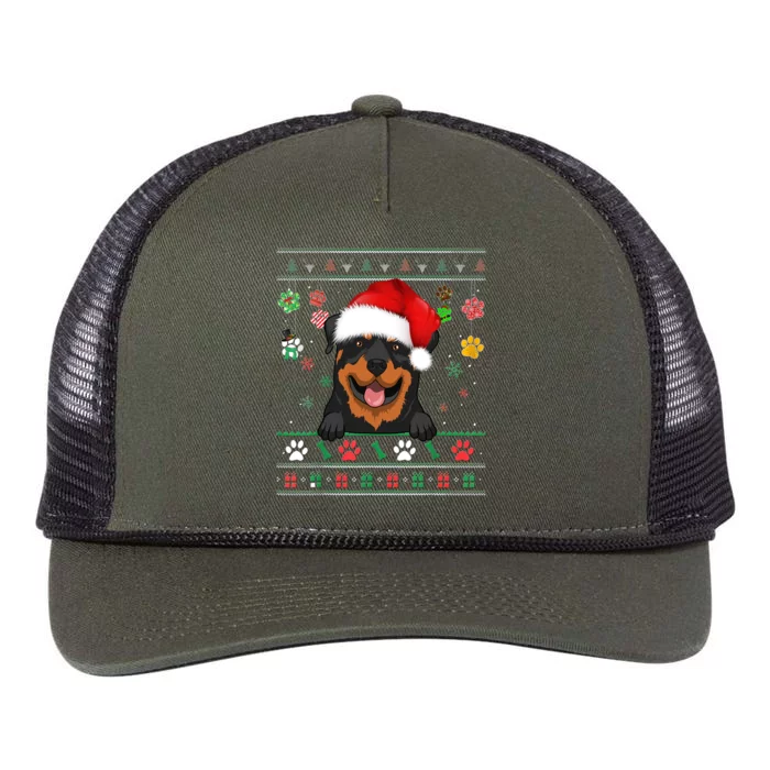 Cute Rottweiler Dog Xmas Santa Funny Ugly Christmas Gift Retro Rope Trucker Hat Cap