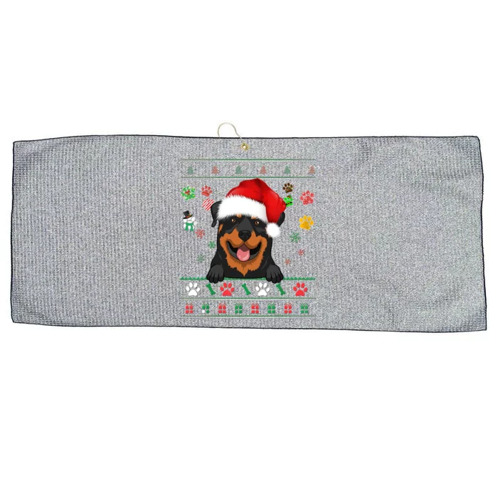 Cute Rottweiler Dog Xmas Santa Funny Ugly Christmas Gift Large Microfiber Waffle Golf Towel