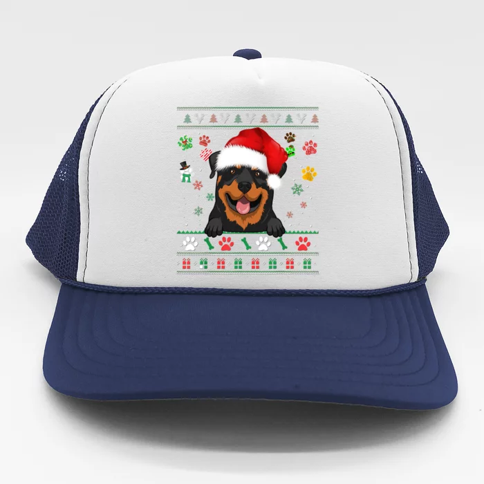 Cute Rottweiler Dog Xmas Santa Funny Ugly Christmas Gift Trucker Hat