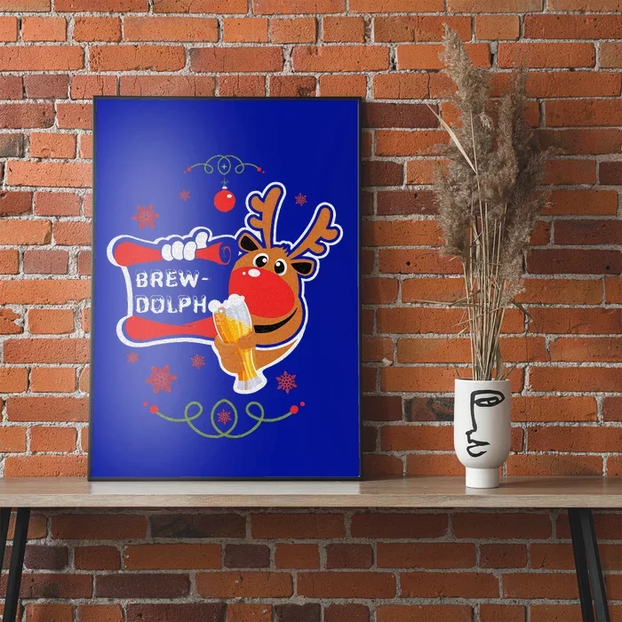 Christmas Rudolph Drinking Funny Brew Dolph For Beer Lovers Poster