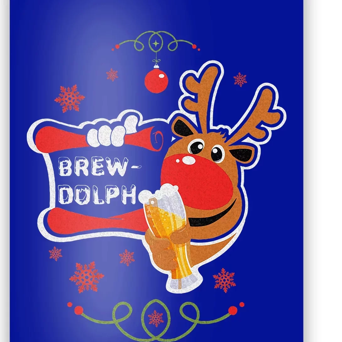 Christmas Rudolph Drinking Funny Brew Dolph For Beer Lovers Poster