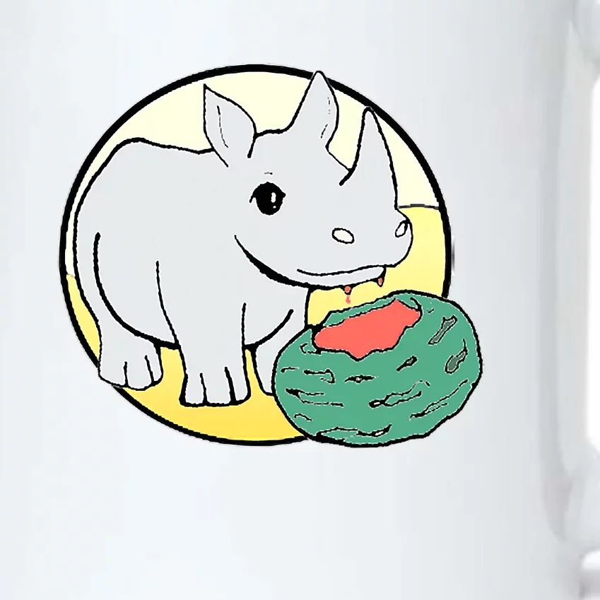 Cute Rhino Eating A Watermelon Funny Animal Lovers Black Color Changing Mug