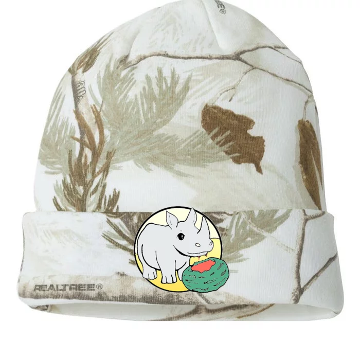 Cute Rhino Eating A Watermelon Funny Animal Lovers Kati - 12in Camo Beanie