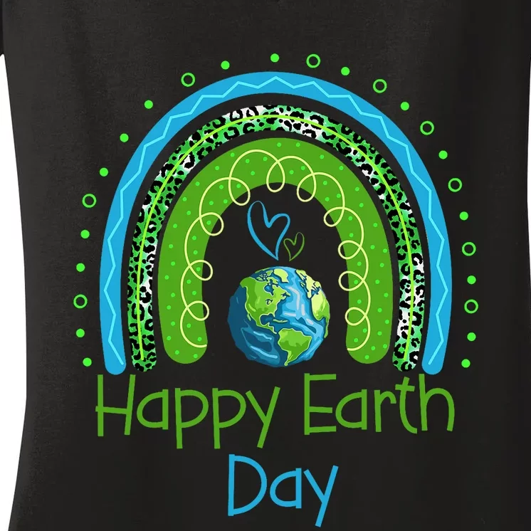 Cute Rainbow Earth Lover Women's V-Neck T-Shirt