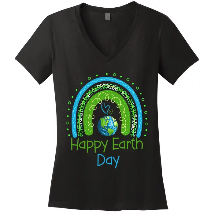 Cute Rainbow Earth Lover Women's V-Neck T-Shirt