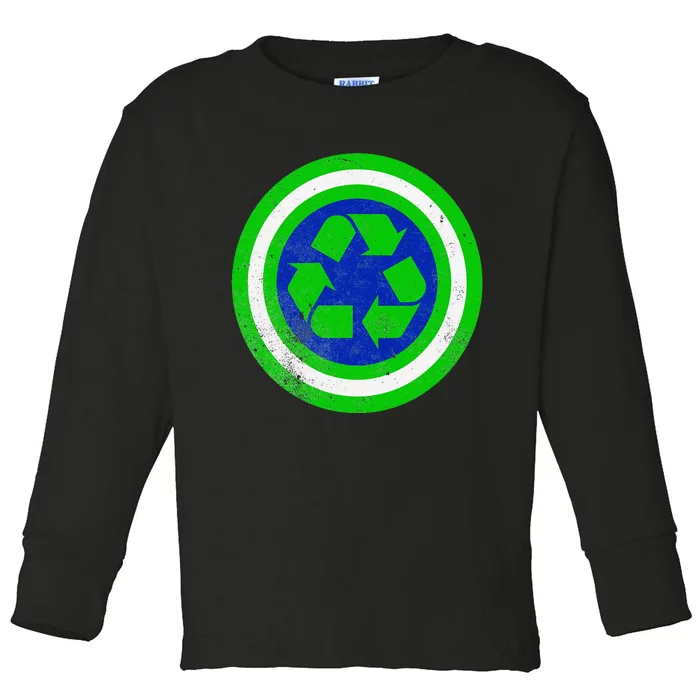 Captain Recycle Earth Day Toddler Long Sleeve Shirt