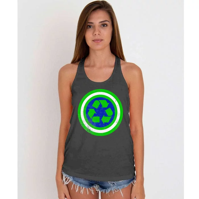 Captain Recycle Earth Day Women's Knotted Racerback Tank