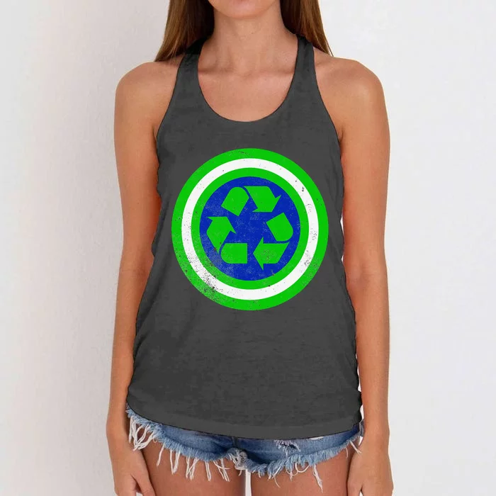 Captain Recycle Earth Day Women's Knotted Racerback Tank