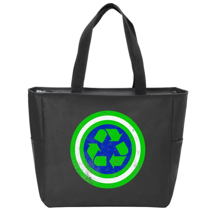 Captain Recycle Earth Day Zip Tote Bag