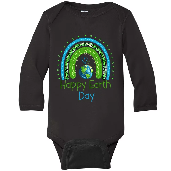 Cute Rainbow Earth Lover Baby Long Sleeve Bodysuit