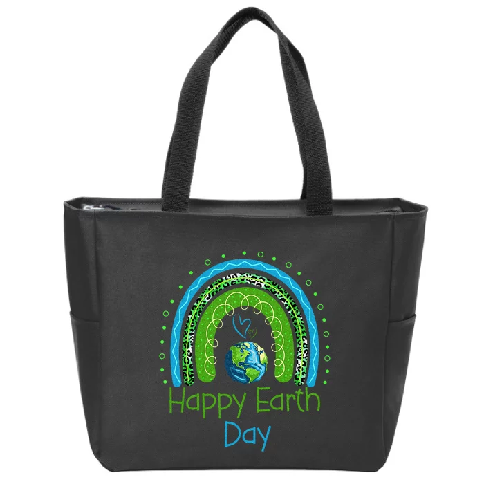 Cute Rainbow Earth Lover Zip Tote Bag