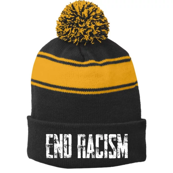 Civil Rights End Racism Protestor AntiRacist Stripe Pom Pom Beanie