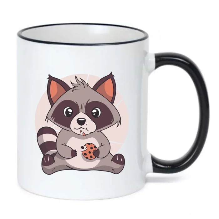 Cute Raccoon Eating A Chocolate Chip Cookie Gift Black Color Changing Mug