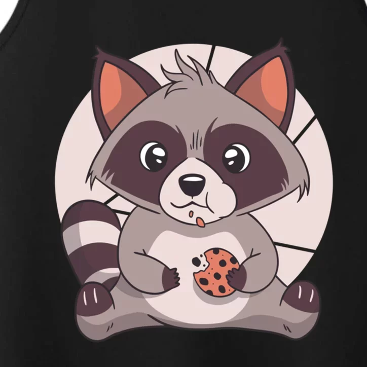 Cute Raccoon Eating A Chocolate Chip Cookie Gift Performance Tank