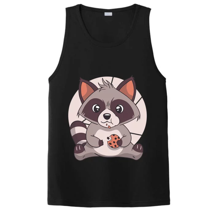 Cute Raccoon Eating A Chocolate Chip Cookie Gift Performance Tank