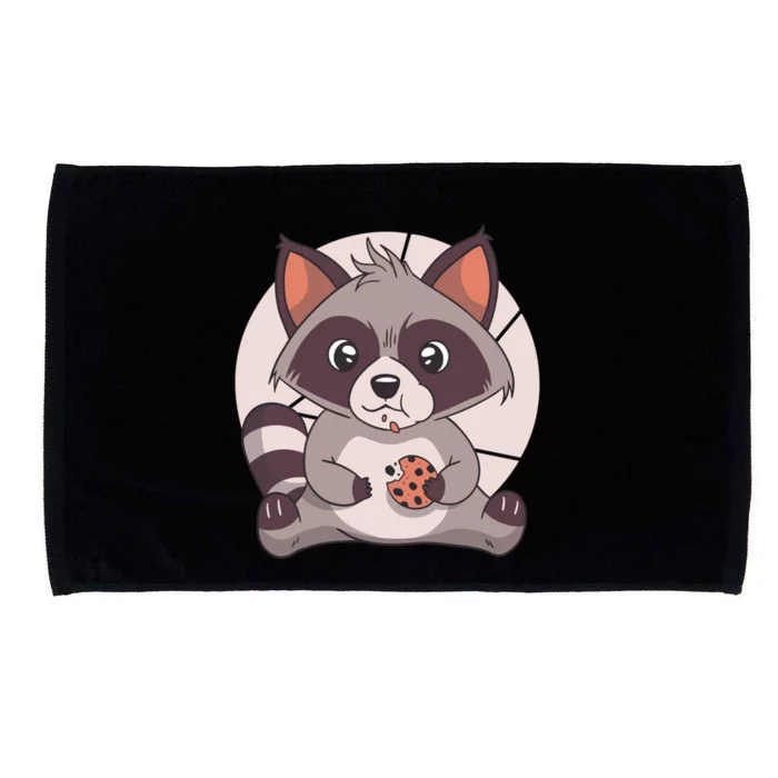 Cute Raccoon Eating A Chocolate Chip Cookie Gift Microfiber Hand Towel