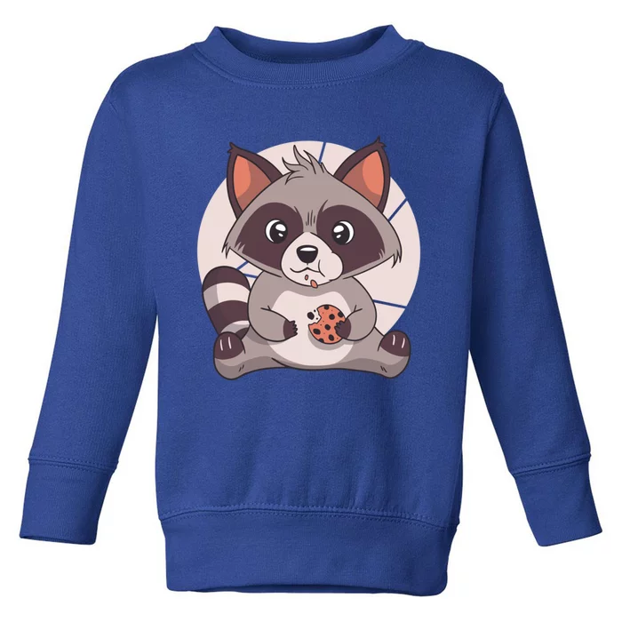 Cute Raccoon Eating A Chocolate Chip Cookie Gift Toddler Sweatshirt