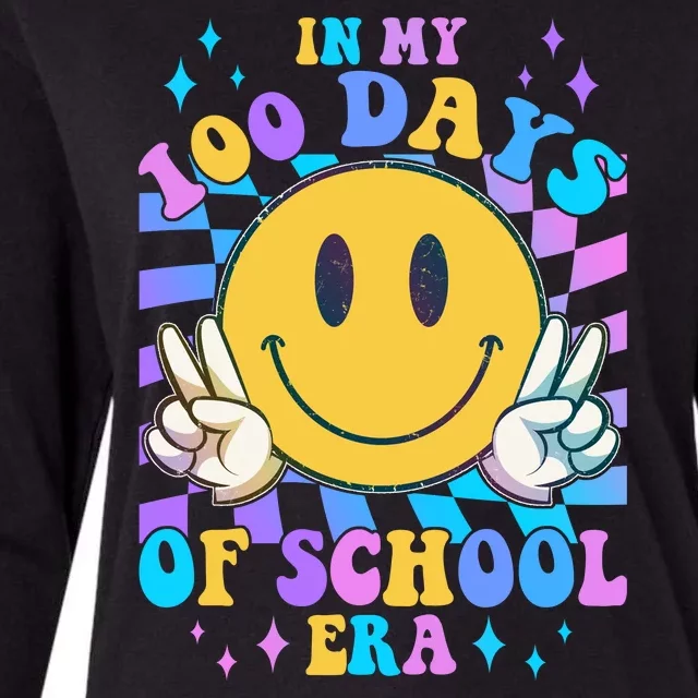 Cute Retro Emoji Smiley In My 100 Days Of School Era Womens Cotton Relaxed Long Sleeve T-Shirt