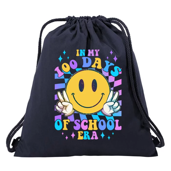 Cute Retro Emoji Smiley In My 100 Days Of School Era Drawstring Bag