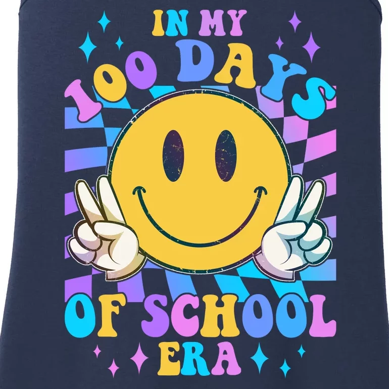 Cute Retro Emoji Smiley In My 100 Days Of School Era Ladies Essential Tank