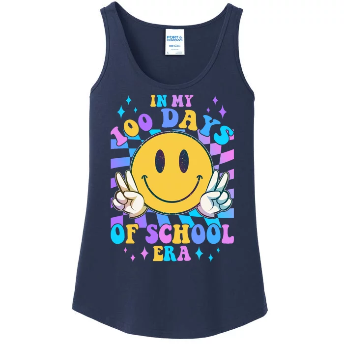 Cute Retro Emoji Smiley In My 100 Days Of School Era Ladies Essential Tank