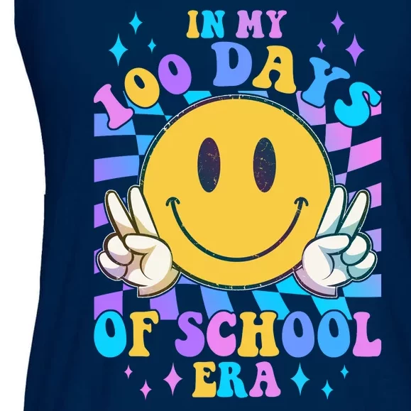 Cute Retro Emoji Smiley In My 100 Days Of School Era Ladies Essential Flowy Tank