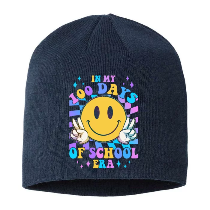 Cute Retro Emoji Smiley In My 100 Days Of School Era 8 1/2in Sustainable Knit Beanie