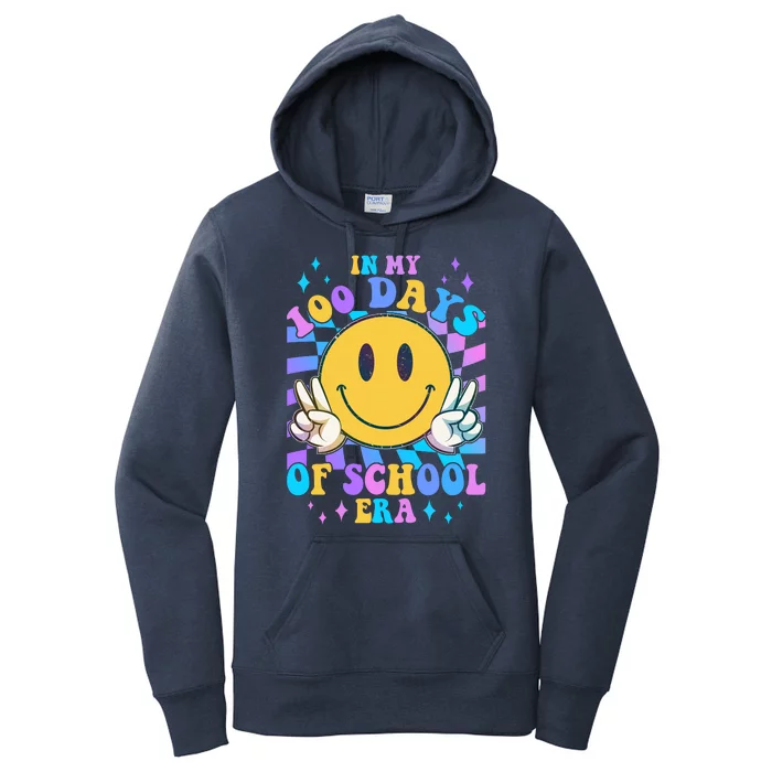 Cute Retro Emoji Smiley In My 100 Days Of School Era Women's Pullover Hoodie