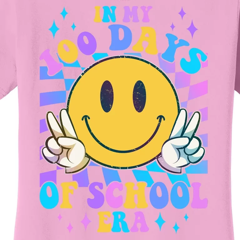 Cute Retro Emoji Smiley In My 100 Days Of School Era Women's T-Shirt