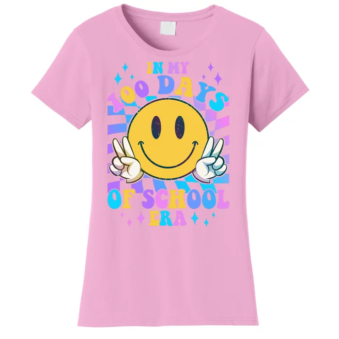 Cute Retro Emoji Smiley In My 100 Days Of School Era Women's T-Shirt