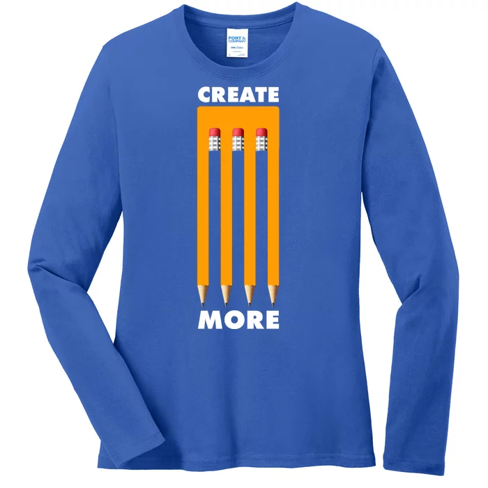 Create More Optical Illusion Pencils Ladies Long Sleeve Shirt