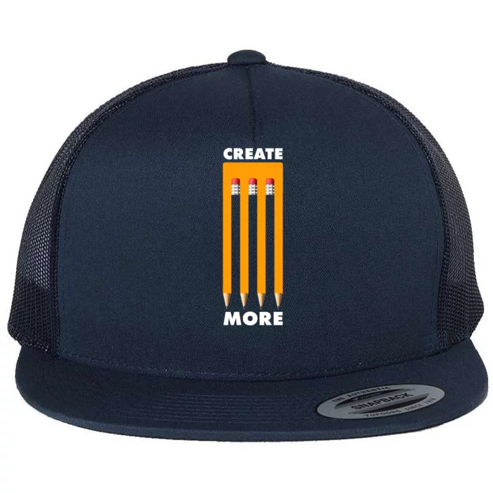 Create More Optical Illusion Pencils Flat Bill Trucker Hat