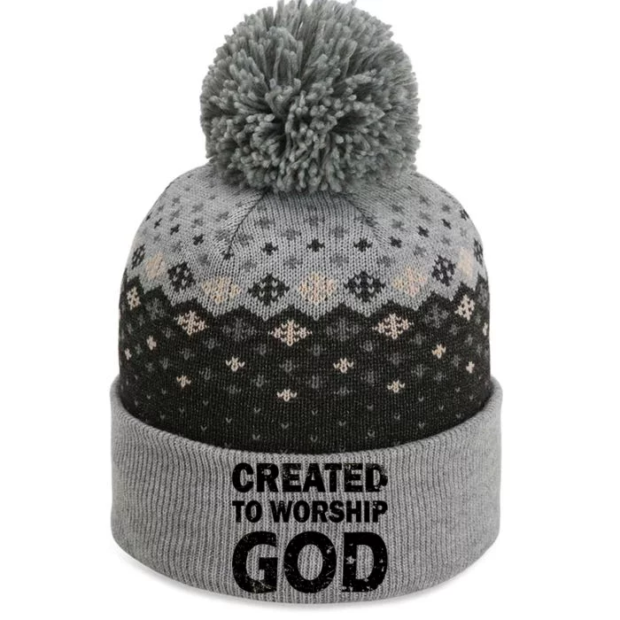 Created To Worship God The Baniff Cuffed Pom Beanie