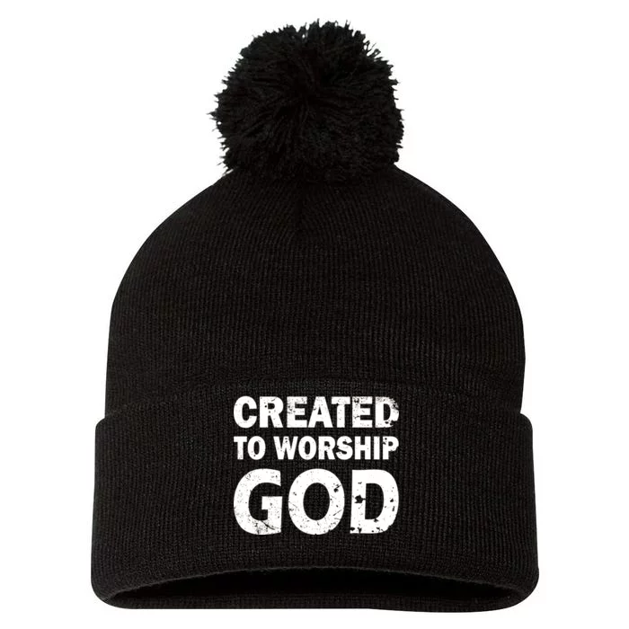 Created To Worship God Pom Pom 12in Knit Beanie